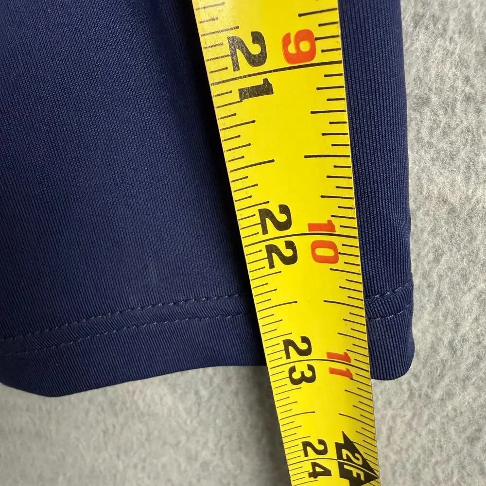 Lands End Women's MP 1/4 Zip Rash Guard Tunic Length Swim Top Navy Blue Pockets